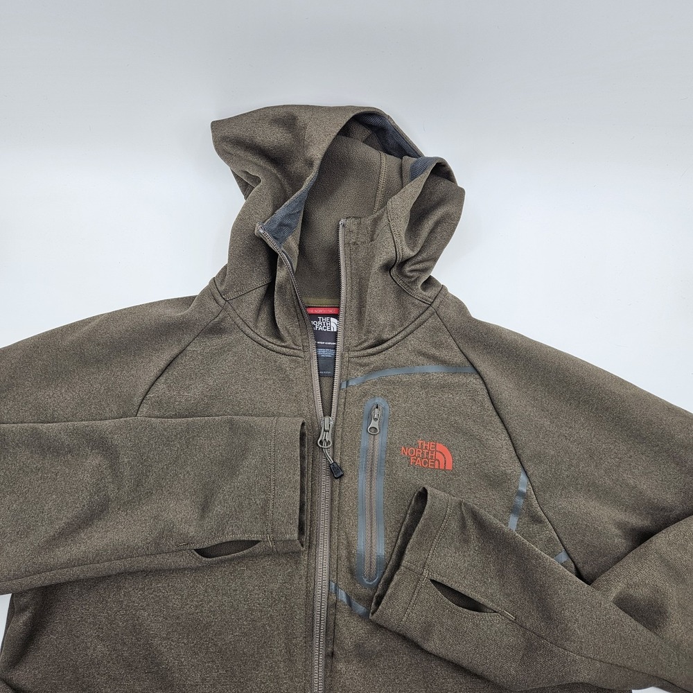 The North Face A4B9 Hoodie Mens S Brown Full Zip Stretch Fleece Thumbholes